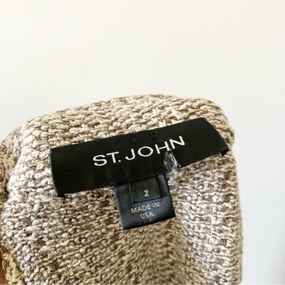 ST. JOHN beige textured knit open-front‎ cardigan 2 - Picture 2 of 8